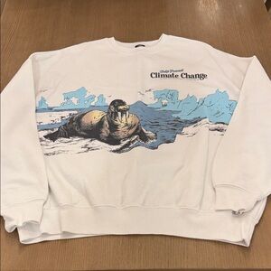 PacSun White Climate Change Graphic Sweatshirt One Size Oversized
